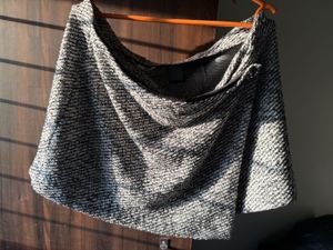 Textured Black & White A-line Skirt