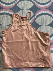 Metallic Rose Gold One Shoulder Top