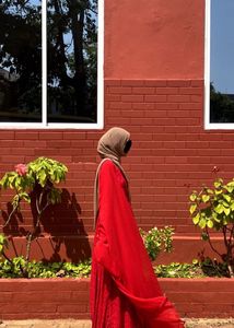 Vibrant Red gown with Intricate Work