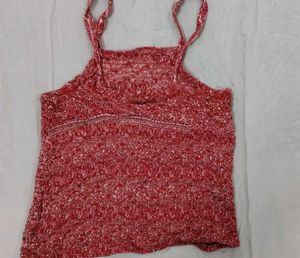 baby pink Textured crop Top