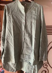 Relaxed Fit Band Collar Shirt