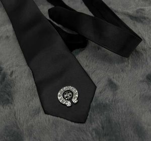 black chrome heart tie