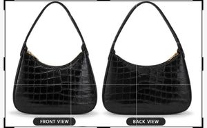 Chic Black Croc Embossed Shoulder Bag
