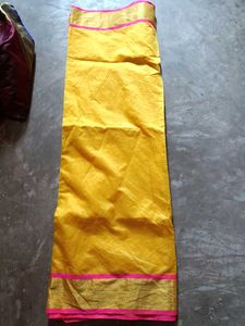 Vibrant Yellow Silk Saree with readymade blouse