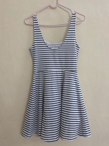 Chic Striped Sleeveless Fit &amp; Flare Dress