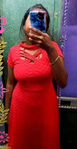 Red midi dress