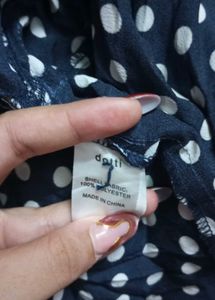 💙 Dotti Navy Blue Polka Dot High-Low Dress | XS �