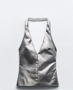 Zara Metallic Halter Neck Top
