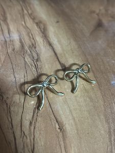 Gold Bow Stud Earrings