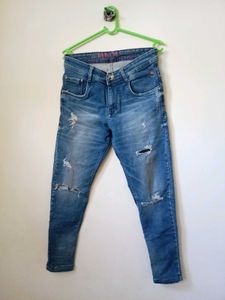 Distressed Blue Denim skinny fit Jeans