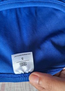 Royal  Blue Ribbed Cropped Top