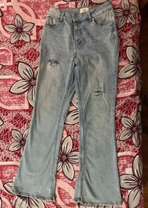 Light Wash Ripped Flare Jeans