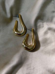 Gold Teardrop Hoop Earrings