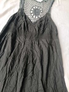 Boho Tiered Maxi Dress with Crochet Detail
