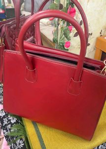 Red Quilted Tote Bag