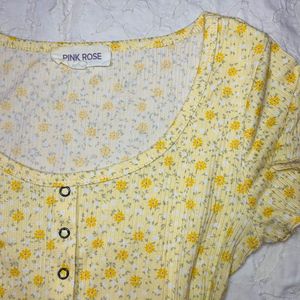 Yellow Floral Crop Top | Cute