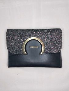 Black Glitter Sling Bag with Gold Chain
