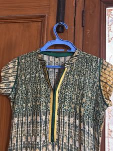 Green &amp; Yellow Printed Kurta