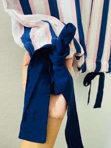 Striped Cropped Top with Tie-Up Sides