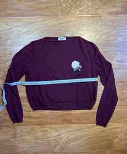 Plum Long Sleeve Top with Rose Detail