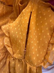 Chic Ruffled Yellow Polka Dot Dress