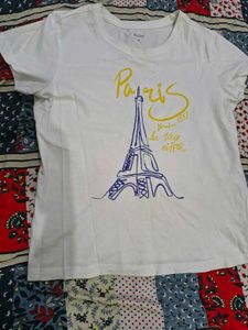 White Paris Eiffel Tower Graphic T-Shirt