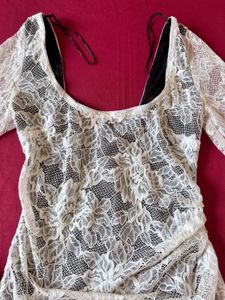 Zara White Net Lace Mini Dress