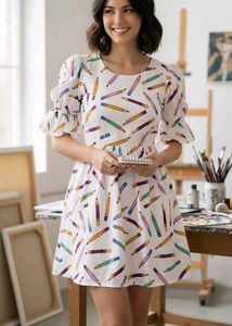 Charming Pencil Print Mini Top