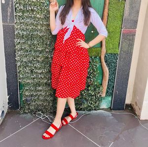 Red Polka Dot Tiered Mini Dress