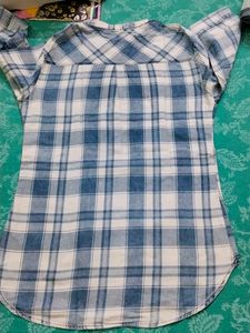 Blue Plaid Tunic Top