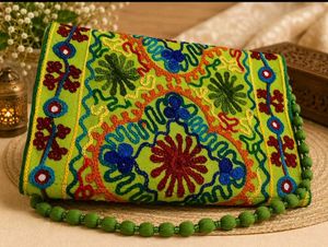 Hariyali Embroidered Clutch Bag