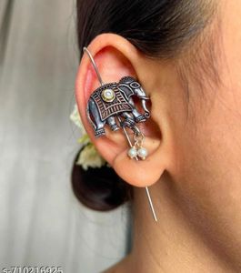Boho Elephant Ear Cuff Climber Earrings