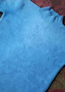 Blue Fuzzy Knit Top