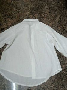 Butterfly Embellished White Button-Up Shirt
