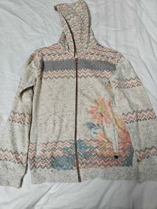 Patterned Zip-Up Hoodie