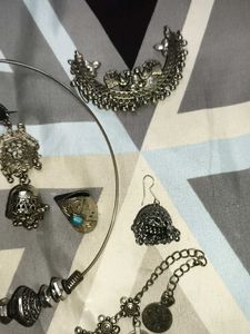Boho Oxidized Silver Jewelry Set