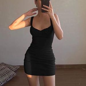 Chic Black Ruched Mini Dress