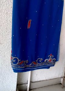 Royal Blue Embellished Saree