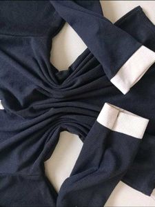 classic beige-black collar top
