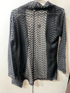 Sheer Black Chevron Cardigan