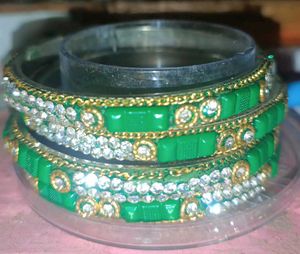 Elegant Green & Gold Bangles