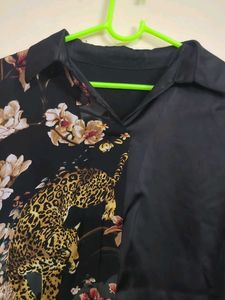 Stylish Leopard &amp; Floral Print Top