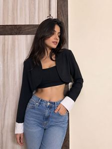 Chic Black Cropped Bolero Jacket