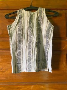 Boho Print Sleeveless Button-Up Blouse