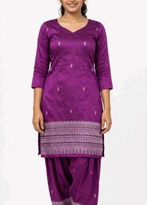 Purple Silk Kurta Set with Patiala Pants