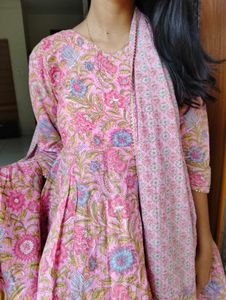 Pink Floral Kurta Sharara Set