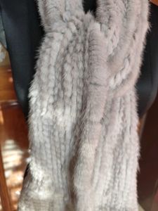 Elegant Grey Real Fur Scarf