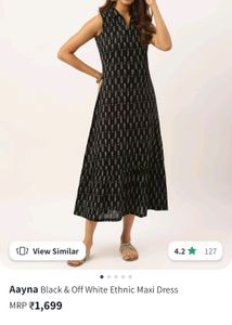 Black Sleeveless Ikkat Dress (Brand Aayna)