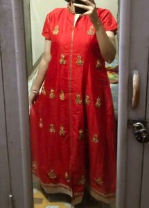 Red Embroidered gown
