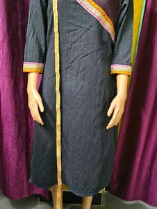 Elegant Black Dark Kurti with Embellished Neckline